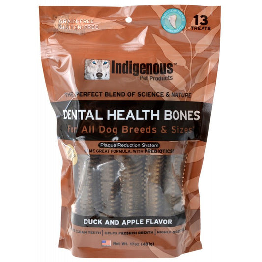 39 count (3 x 13 ct) Indigenous Dental Health Bones Duck and Apple Flavor