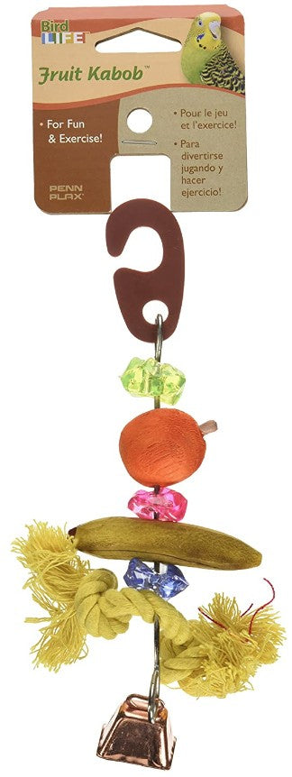 3 count Penn Plax Bird Life Fruit-Kabob Wood Treat Toy for Parakeets