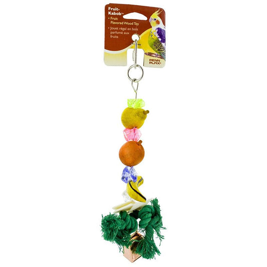 4 count Penn Plax Bird Life Fruit-Kabob Wood Treat Toy for Cockatiels