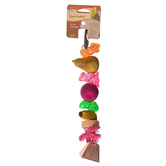 Small - 1 count Penn Plax Bird Life Fruit-Kabob Wood Treat Bird Toy