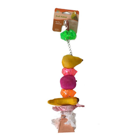 Large - 6 count Penn Plax Bird Life Fruit-Kabob Wood Treat Bird Toy