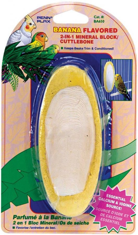 18 count Penn Plax 2 in 1 Banana Mineral Block / Cuttlebone