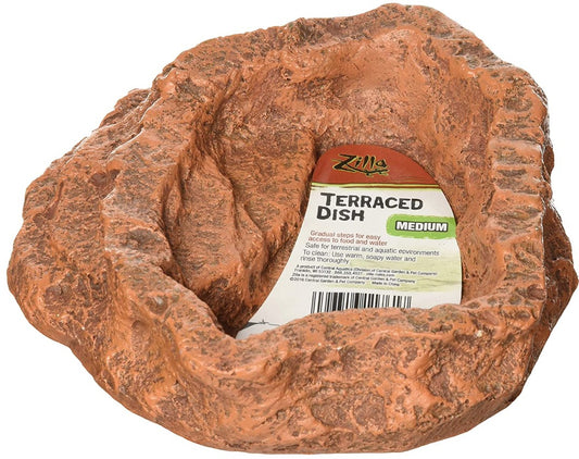 Medium - 4 count Zilla Terraced Dish for Food or Water for Reptiles