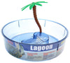 6 count Lees Round Turtle Lagoon with Access Ramp to Feeding Bowl and Palm Tree Decor