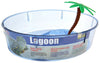 4 count Lees Oval Turtle Lagoon with Access Ramp to Feeding Bowl and Palm Tree Decor