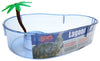 Small - 6 count Lees Kidney Shaped Turtle Lagoon with Access Ramp to Feeding Bowl and Palm Tree Decor
