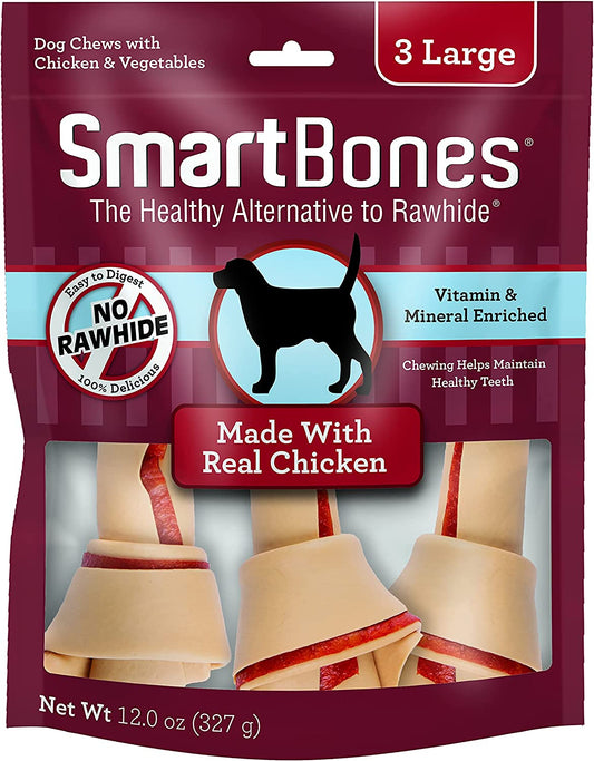 9 count (3 x 3 ct) SmartBones Rawhide Free Chicken Bones Large