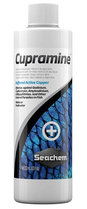 42.5 oz (5 x 8.5 oz) Seachem Cupramine Buffered Active Copper Effective Against External Parasites in Aquariums