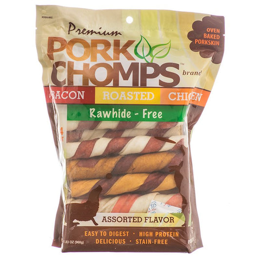 48 count (2 x 24 ct) Pork Chomps Assorted Porkskin Twists Large