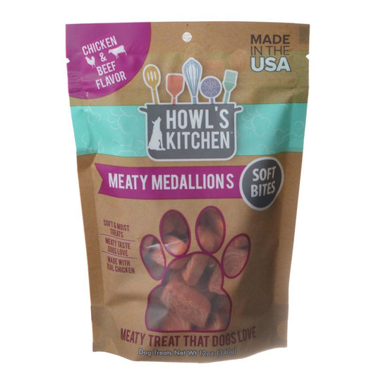 180 oz (15 x 12 oz) Howls Kitchen Meaty Medallions Chicken and Beef