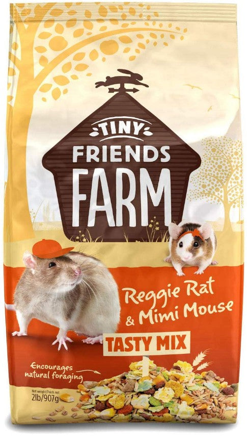 8 lb (4 x 2 lb) Supreme Pet Foods Tiny Friends Farm Reggie Rat and Mimi Mouse Tasty Mix Food