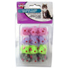 72 count (6 x 12 ct) Spot Colored Plush Mice Cat Toy with Rattle and Catnip