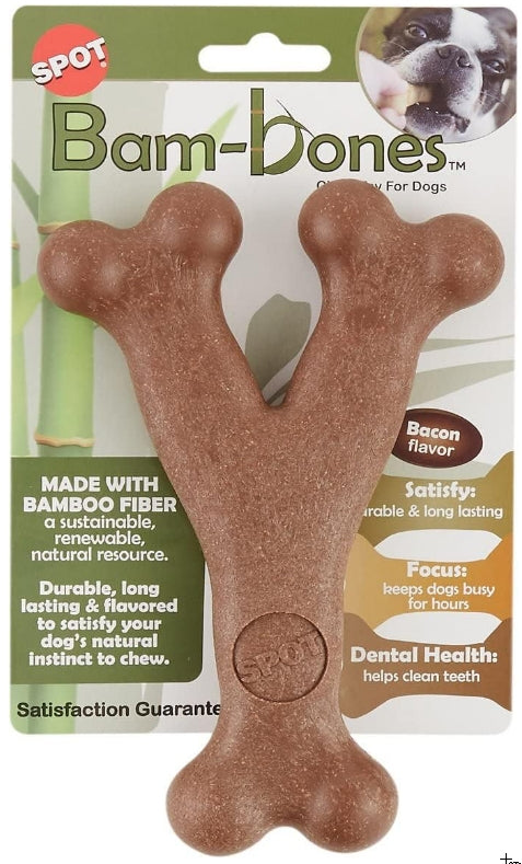 6 count Spot Bambone Wish Bone Bacon Dog Treat Large