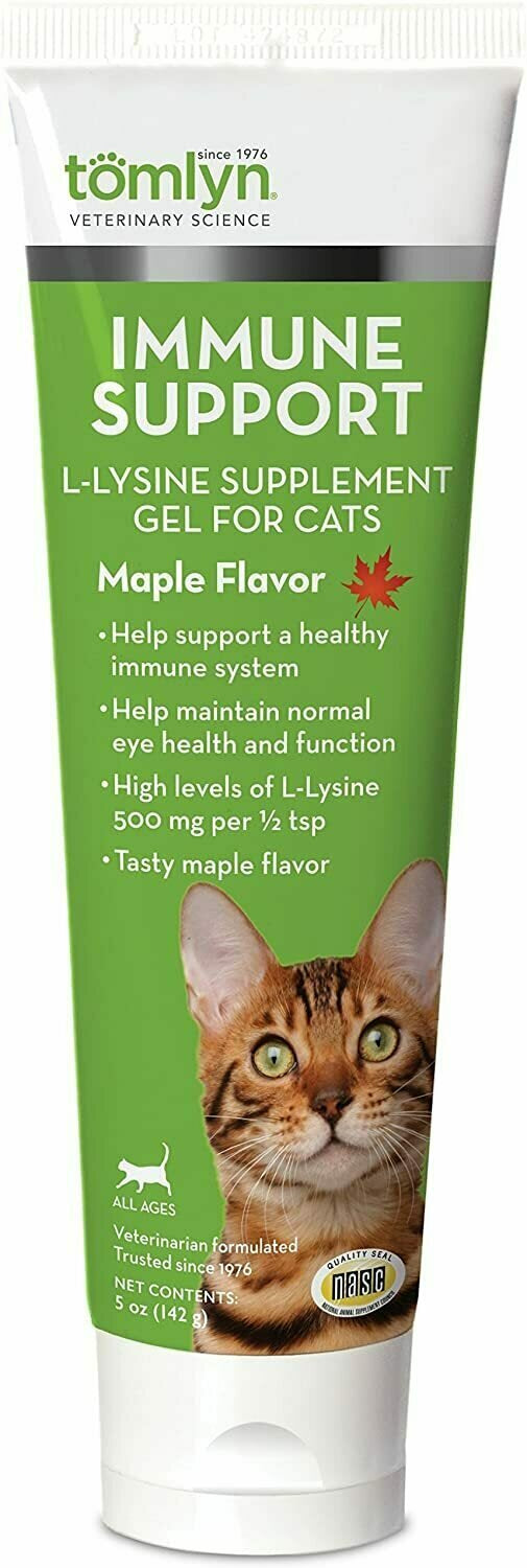 15 oz (3 x 5 oz) Tomlyn Immune Support L-Lysine Supplement Gel for Cats Maple Flavor