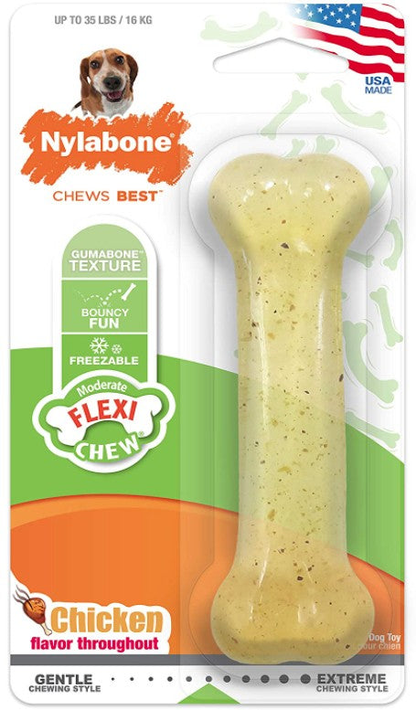 3 count Nylabone Flexi Chew Bone Chicken Flavor Wolf