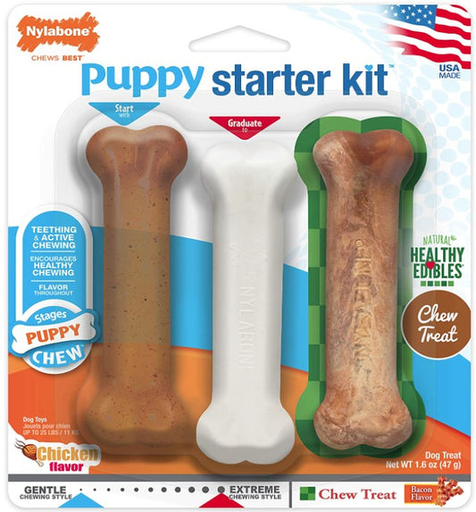 15 count (5 x 3 ct) Nylabone Puppy Chew Starter Kit