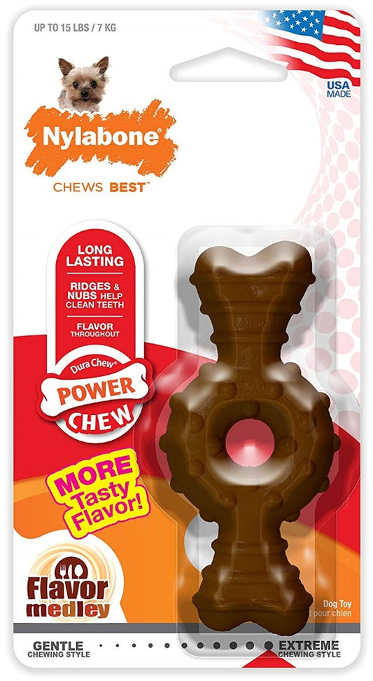 8 count Nylabone Dura Chew Power Chew Flavor Medley Textured Ring Bone Petite