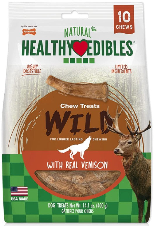 30 count (3 x 10 ct) Nylabone Healthy Edibles Wild Antler Chews with Real Venison