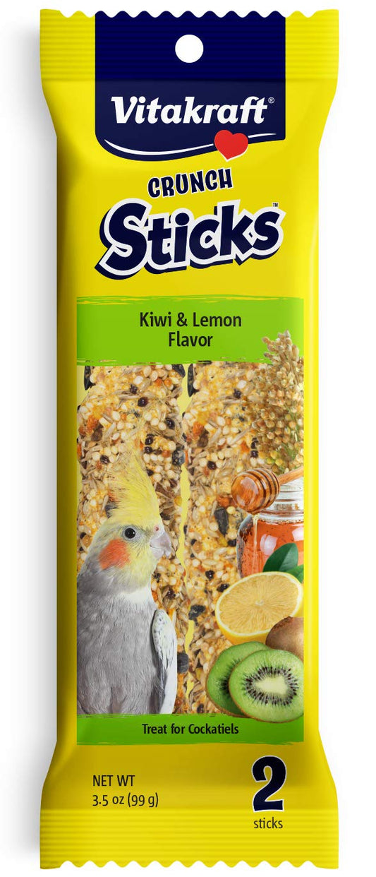 12 count (6 x 2 ct) Vitakraft Crunch Sticks Kiwi and Lemon Cockatiel Treats