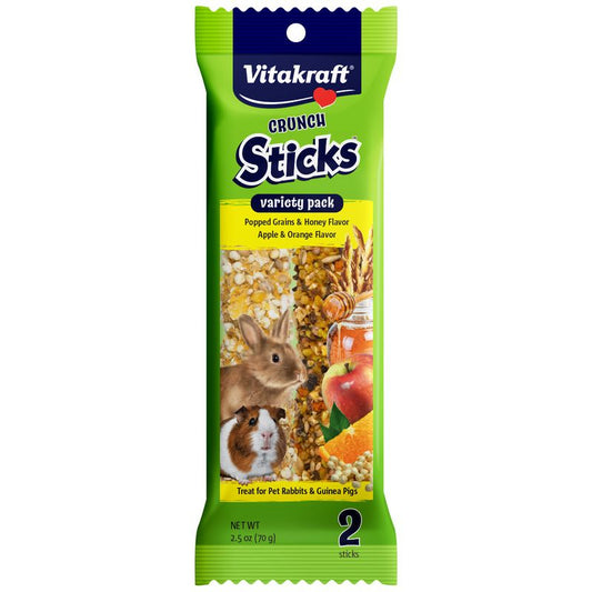 18 count (9 x 2 ct) Vitakraft Crunch Sticks Variety Pack Rabbit and Guinea Pig Treats Popped Grains and Apple