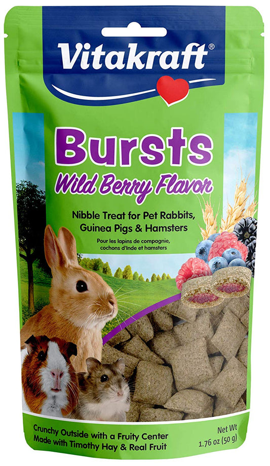 10.56 oz (6 x 1.76 oz) Vitakraft Bursts Treat for Rabbits, Guinea Pigs and Hamsters Wild Berry Flavor