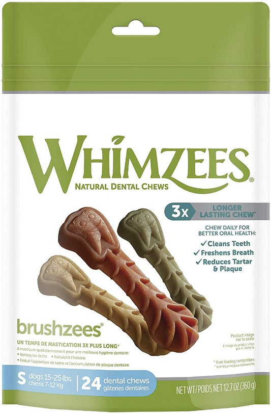 24 count Whimzees Brushzees Natural Daily Dental Treats for Dogs Small