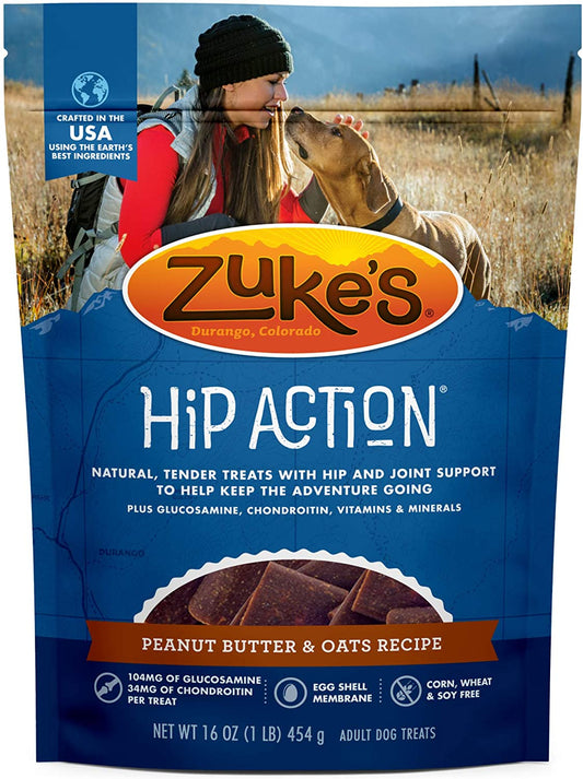 3 lb (3 x 1 lb) Zukes Hip Action Treats Peanut Butter and Oats