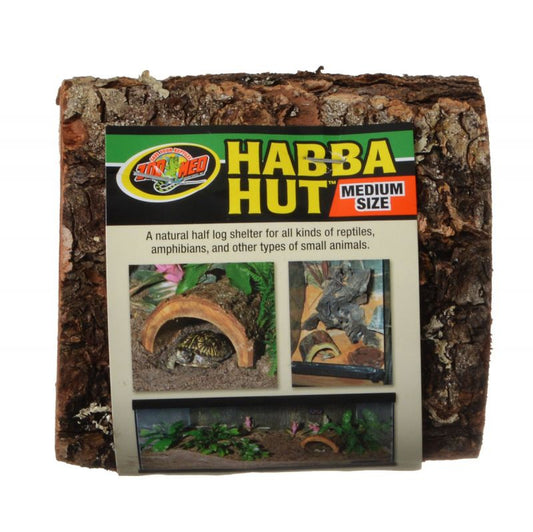 Medium - 9 count Zoo Med Habba Hut Natural Half Log Shelter for Reptiles, Amphibians, and Small Animals