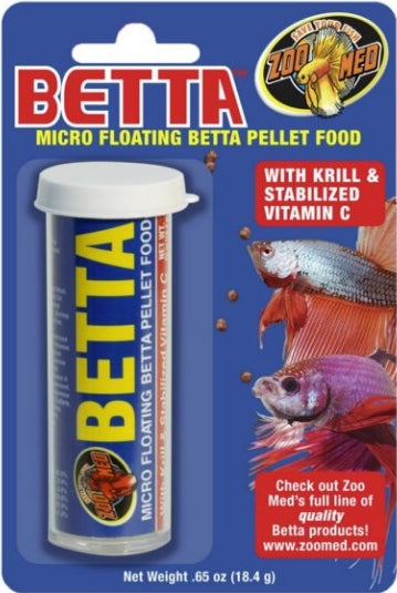 7.8 oz (12 x .65 oz) Zoo Med Micro Floating Betta Pellets Fish Food